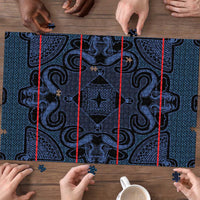 Lesotho Seanamarena - Motlatsi Puzzle Basotho Traditional Blanket Style - Blue - Wonder Print Shop