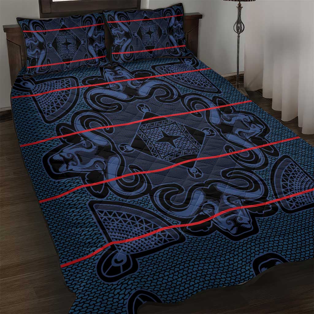 Lesotho Seanamarena - Motlatsi Quilt Bed Set Basotho Traditional Blanket Style - Blue - Wonder Print Shop