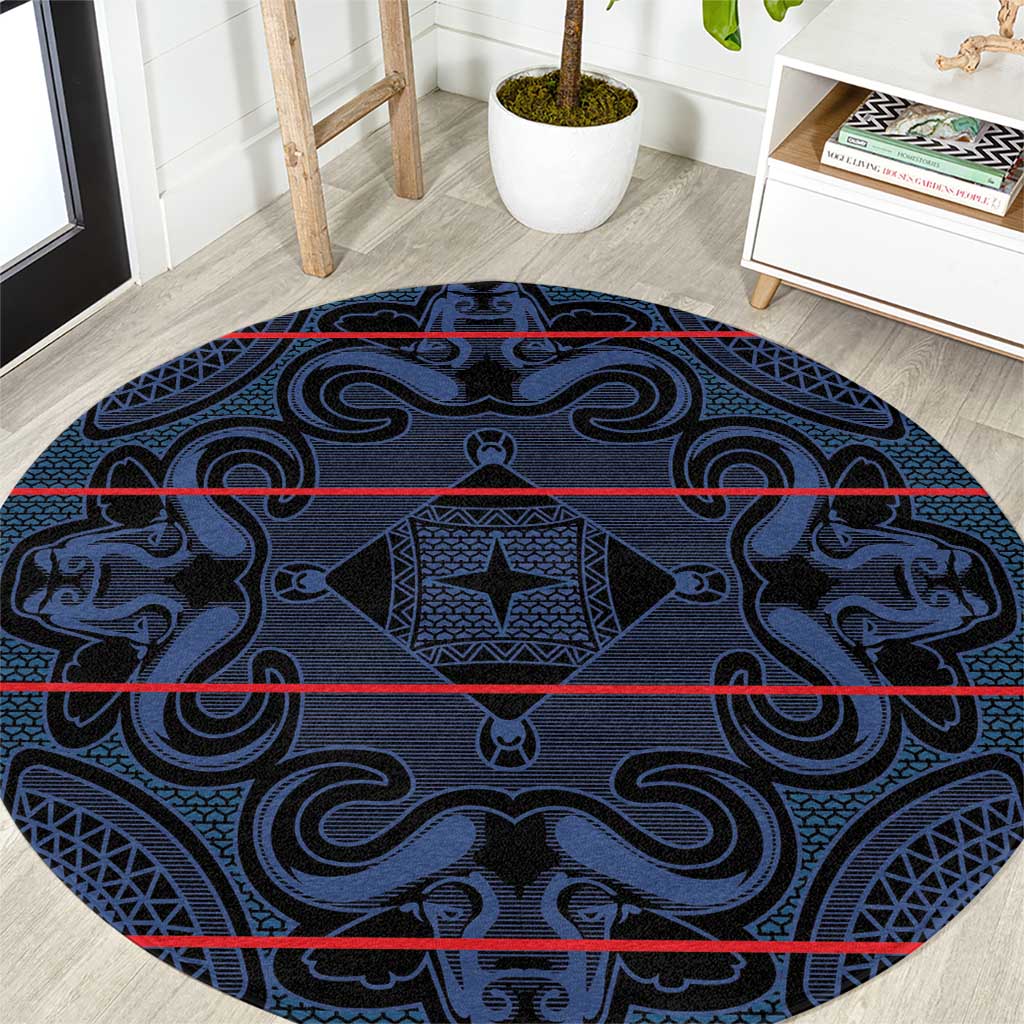 Lesotho Seanamarena - Motlatsi Round Carpet Basotho Traditional Blanket Style - Blue - Wonder Print Shop