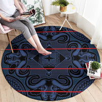 Lesotho Seanamarena - Motlatsi Round Carpet Basotho Traditional Blanket Style - Blue - Wonder Print Shop