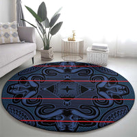 Lesotho Seanamarena - Motlatsi Round Carpet Basotho Traditional Blanket Style - Blue - Wonder Print Shop