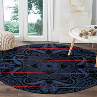 Lesotho Seanamarena - Motlatsi Round Carpet Basotho Traditional Blanket Style - Blue - Wonder Print Shop