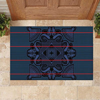 Lesotho Seanamarena - Motlatsi Rubber Doormat Basotho Traditional Blanket Style - Blue - Wonder Print Shop