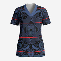 Lesotho Seanamarena - Motlatsi Scrub Top Basotho Traditional Blanket Style - Blue - Wonder Print Shop