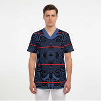 Lesotho Seanamarena - Motlatsi Scrub Top Basotho Traditional Blanket Style - Blue - Wonder Print Shop