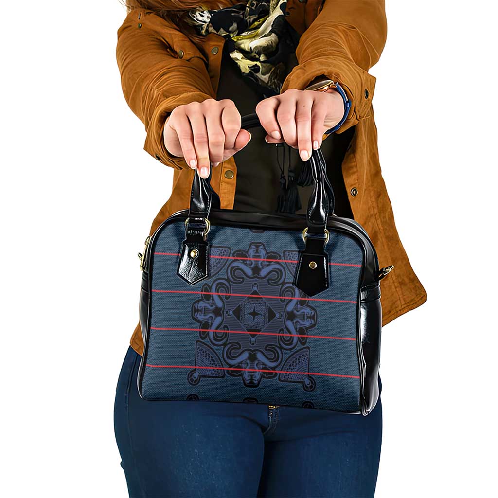 Lesotho Seanamarena - Motlatsi Shoulder Handbag Basotho Traditional Blanket Style - Blue - Wonder Print Shop