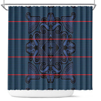 Lesotho Seanamarena - Motlatsi Shower Curtain Basotho Traditional Blanket Style - Blue - Wonder Print Shop