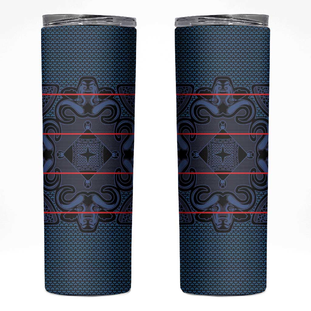 Lesotho Seanamarena - Motlatsi Skinny Tumbler Basotho Traditional Blanket Style - Blue - Wonder Print Shop