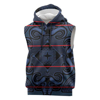 Lesotho Seanamarena - Motlatsi Sleeveless Hoodie Basotho Traditional Blanket Style - Blue - Wonder Print Shop