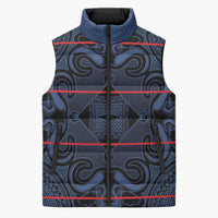 Lesotho Seanamarena - Motlatsi Sleeveless Puffer Jacket Basotho Traditional Blanket Style - Blue - Wonder Print Shop