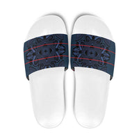 Lesotho Seanamarena - Motlatsi Slide Sandals Basotho Traditional Blanket Style - Blue - Wonder Print Shop