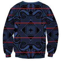Lesotho Seanamarena - Motlatsi Sweatshirt Basotho Traditional Blanket Style - Blue - Wonder Print Shop