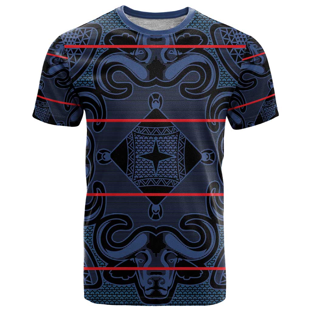 Lesotho Seanamarena - Motlatsi T Shirt Basotho Traditional Blanket Style - Blue - Wonder Print Shop