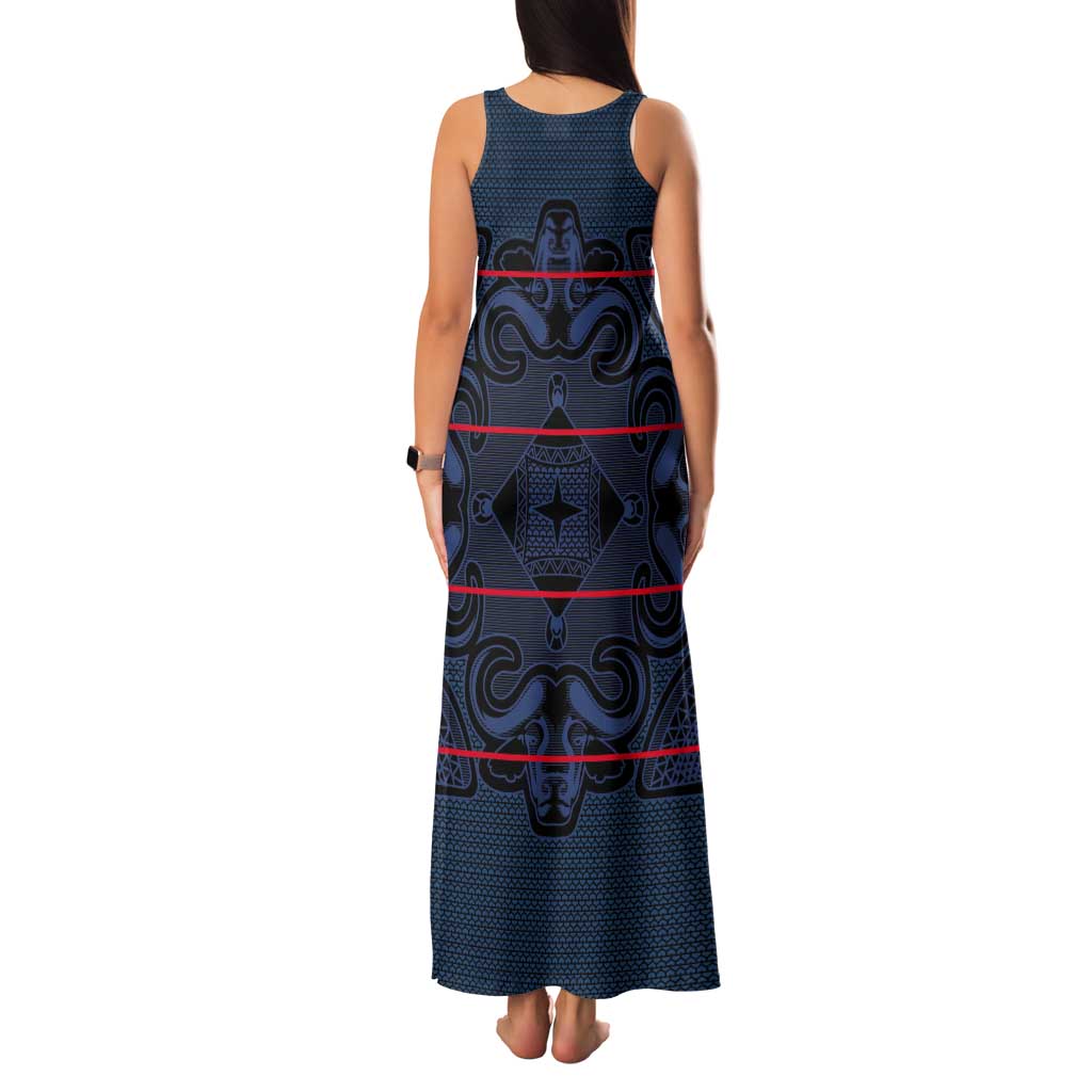 Lesotho Seanamarena - Motlatsi Tank Maxi Dress Basotho Traditional Blanket Style - Blue - Wonder Print Shop