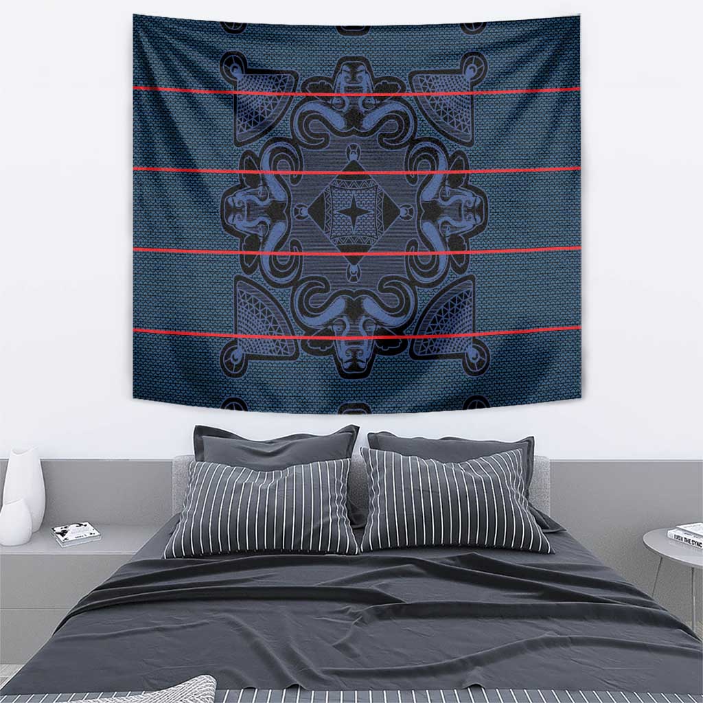 Lesotho Seanamarena - Motlatsi Tapestry Basotho Traditional Blanket Style - Blue - Wonder Print Shop