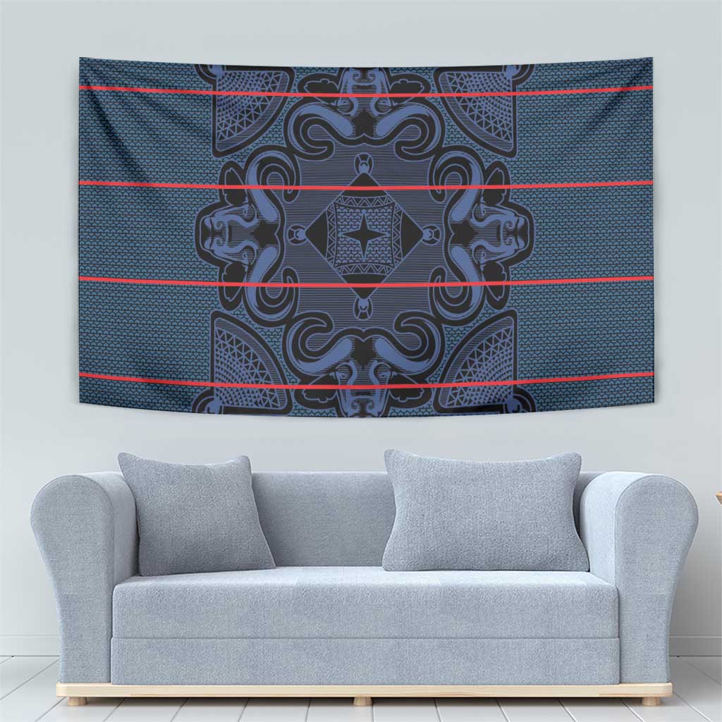 Lesotho Seanamarena - Motlatsi Tapestry Basotho Traditional Blanket Style - Blue - Wonder Print Shop