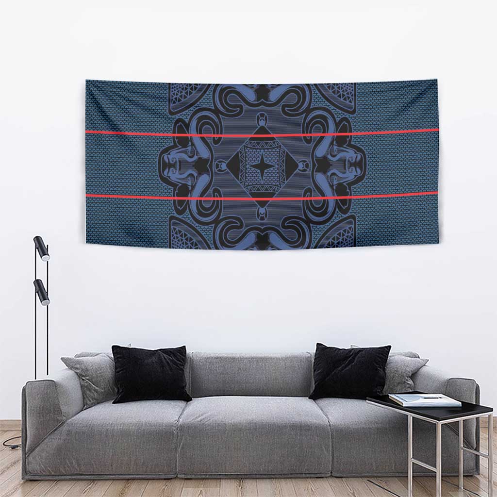 Lesotho Seanamarena - Motlatsi Tapestry Basotho Traditional Blanket Style - Blue - Wonder Print Shop
