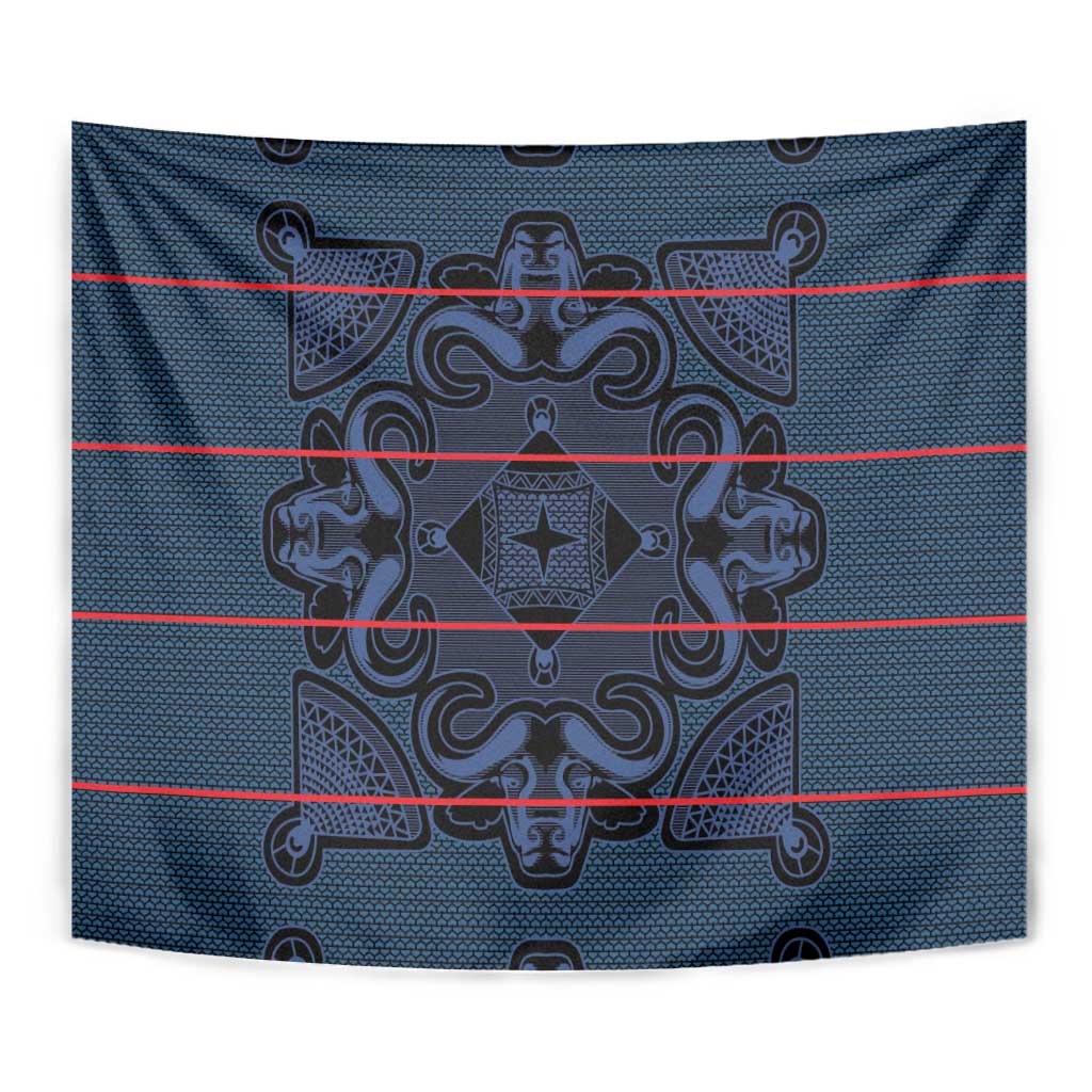 Lesotho Seanamarena - Motlatsi Tapestry Basotho Traditional Blanket Style - Blue - Wonder Print Shop