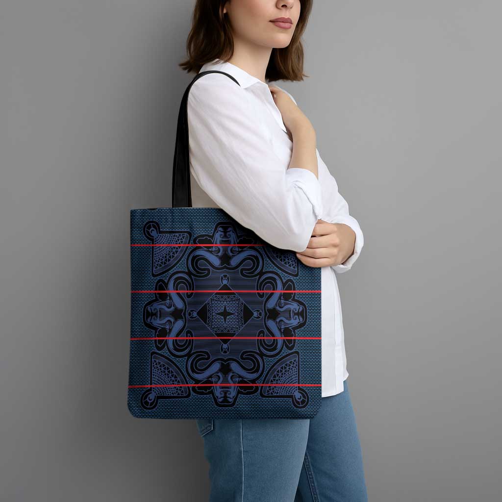 Lesotho Seanamarena - Motlatsi Tote Bag Basotho Traditional Blanket Style - Blue - Wonder Print Shop