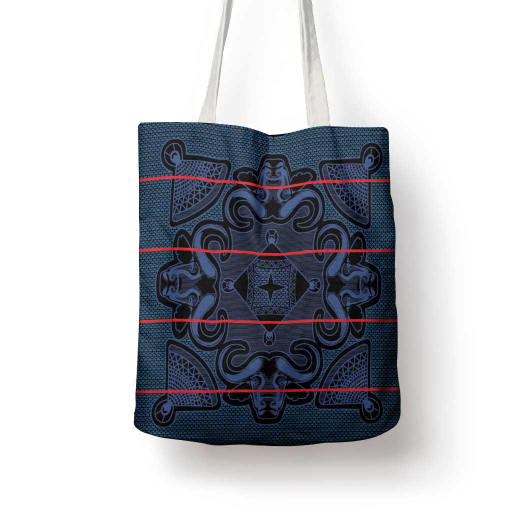 Lesotho Seanamarena - Motlatsi Tote Bag Basotho Traditional Blanket Style - Blue - Wonder Print Shop