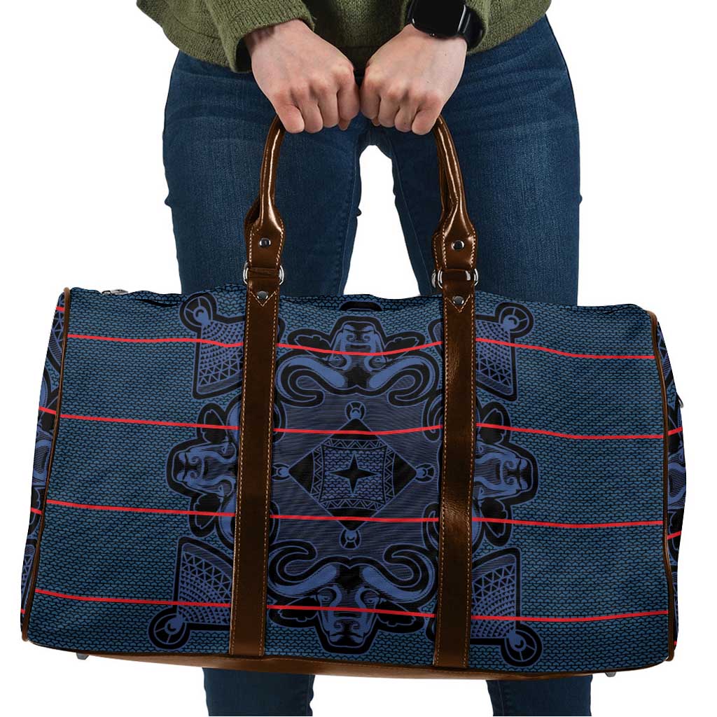 Lesotho Seanamarena - Motlatsi Travel Bag Basotho Traditional Blanket Style - Blue - Wonder Print Shop