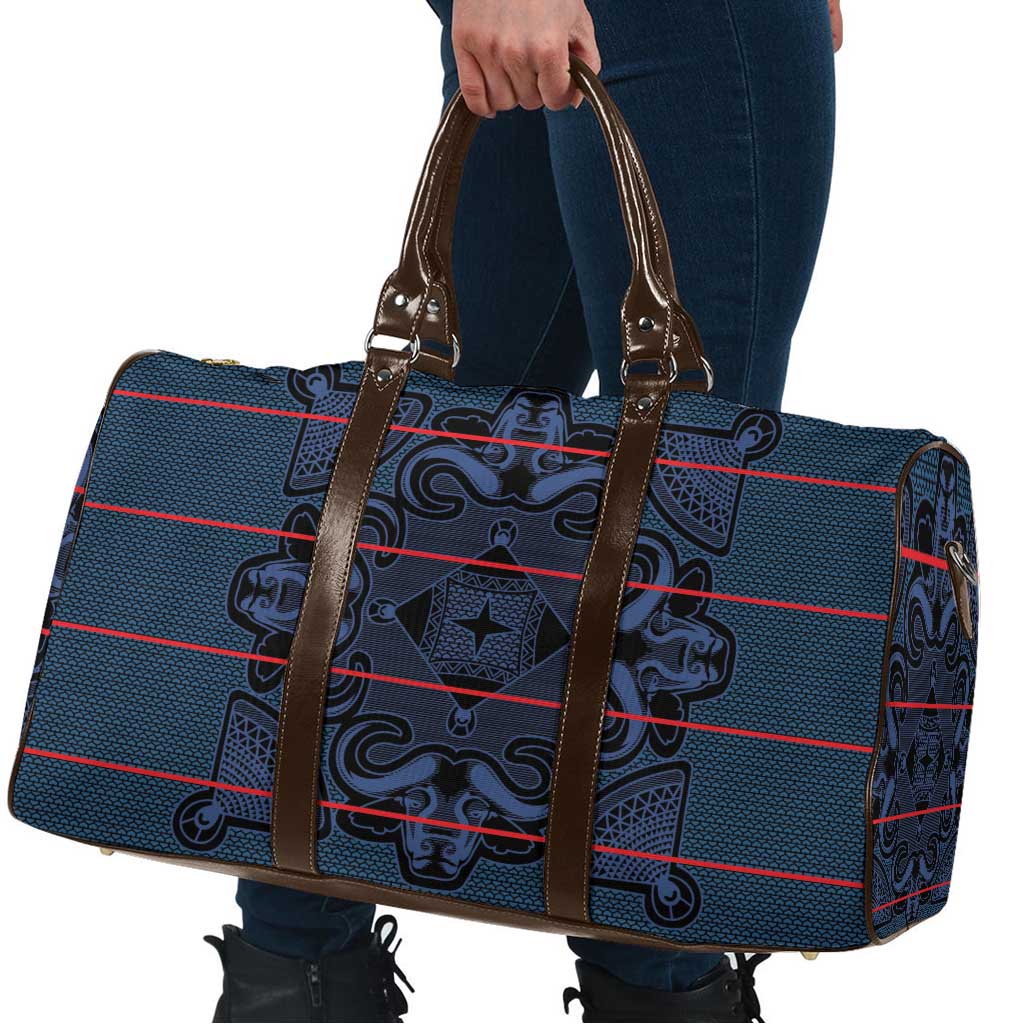 Lesotho Seanamarena - Motlatsi Travel Bag Basotho Traditional Blanket Style - Blue - Wonder Print Shop