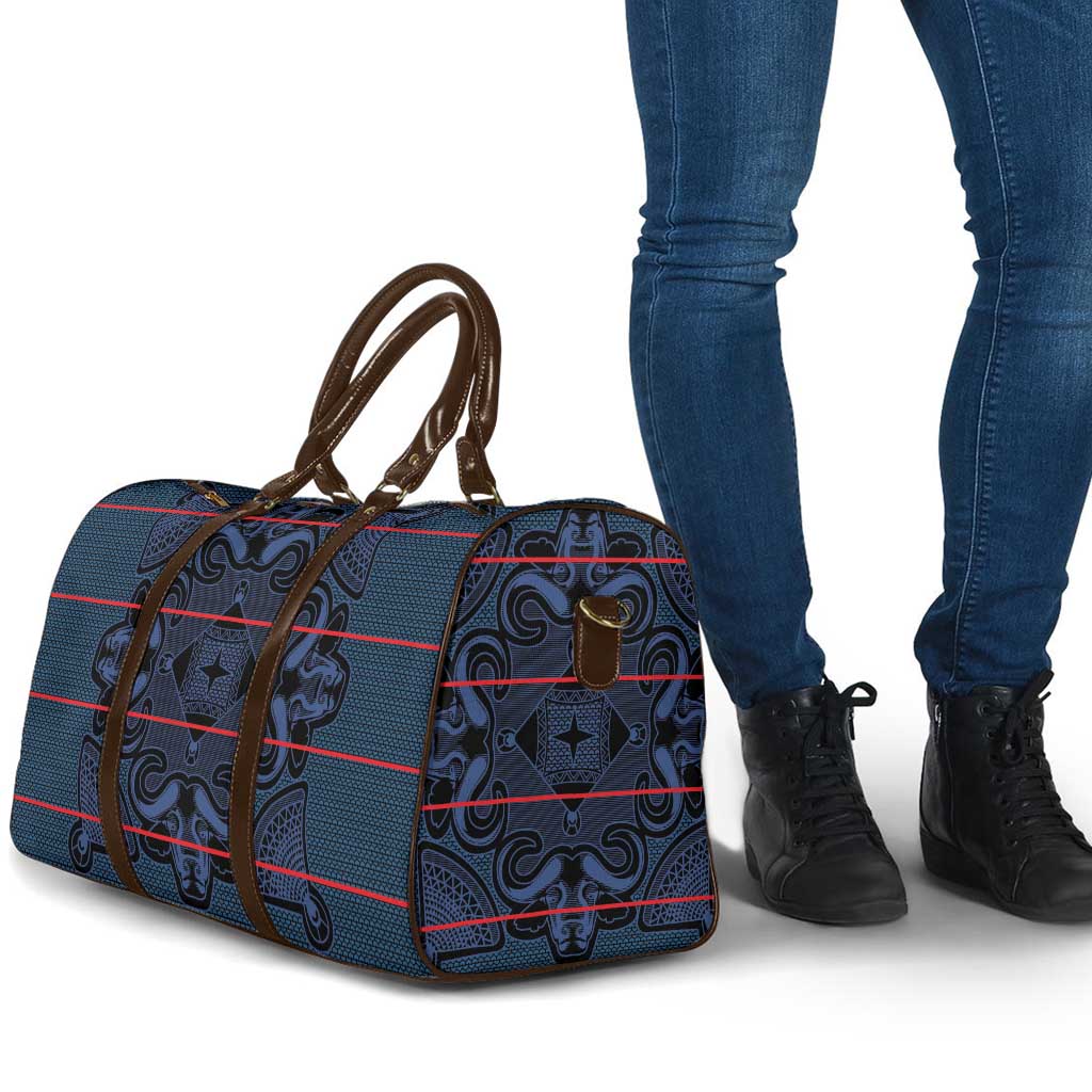 Lesotho Seanamarena - Motlatsi Travel Bag Basotho Traditional Blanket Style - Blue - Wonder Print Shop