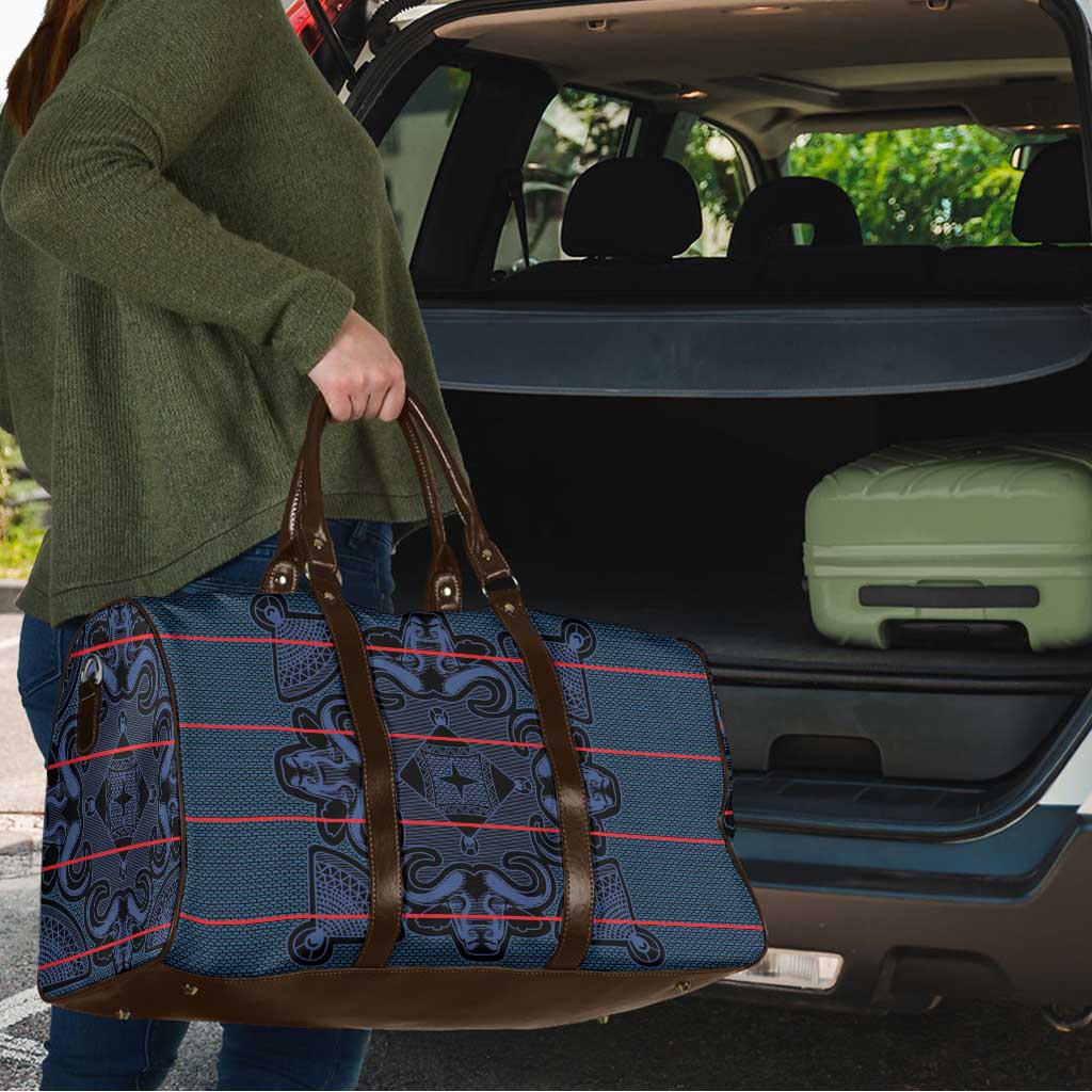 Lesotho Seanamarena - Motlatsi Travel Bag Basotho Traditional Blanket Style - Blue - Wonder Print Shop