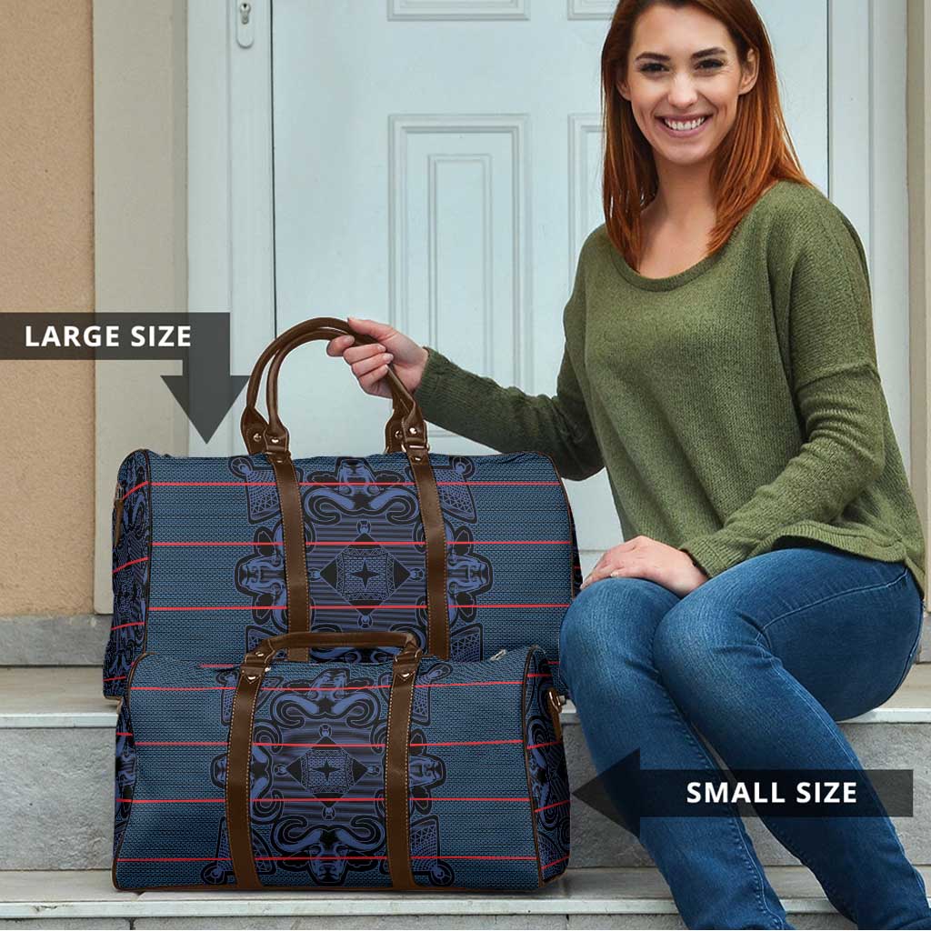 Lesotho Seanamarena - Motlatsi Travel Bag Basotho Traditional Blanket Style - Blue - Wonder Print Shop