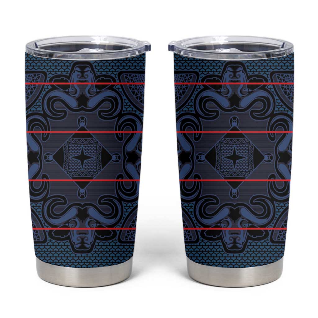 Lesotho Seanamarena - Motlatsi Tumbler Cup Basotho Traditional Blanket Style - Blue - Wonder Print Shop