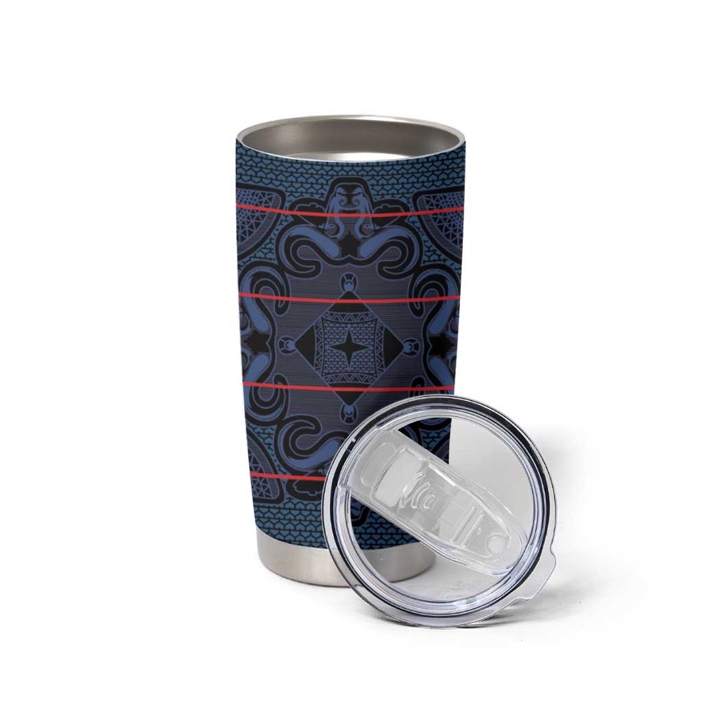 Lesotho Seanamarena - Motlatsi Tumbler Cup Basotho Traditional Blanket Style - Blue - Wonder Print Shop