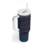 Lesotho Seanamarena - Motlatsi Tumbler With Handle Basotho Traditional Blanket Style - Blue - Wonder Print Shop