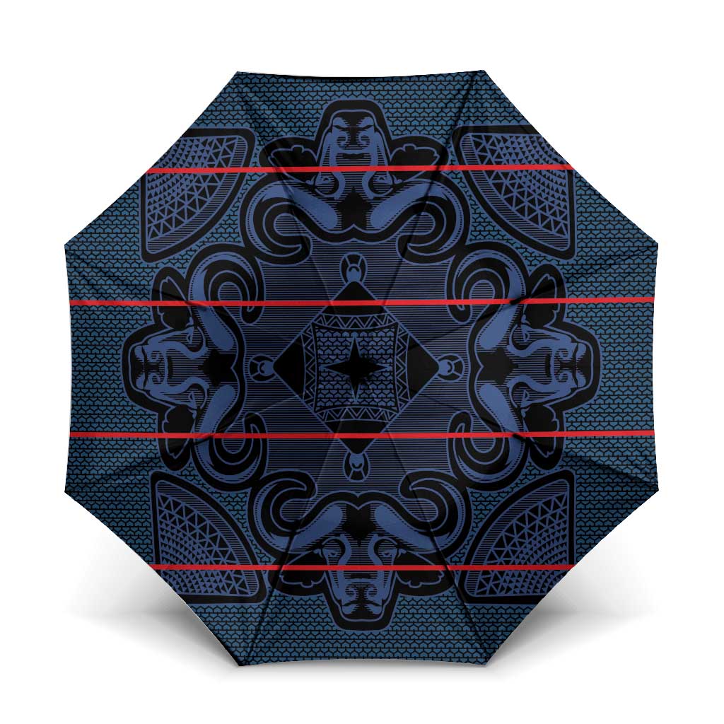 Lesotho Seanamarena - Motlatsi Umbrella Basotho Traditional Blanket Style - Blue - Wonder Print Shop