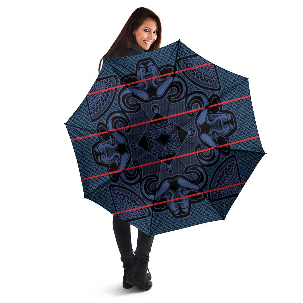 Lesotho Seanamarena - Motlatsi Umbrella Basotho Traditional Blanket Style - Blue - Wonder Print Shop