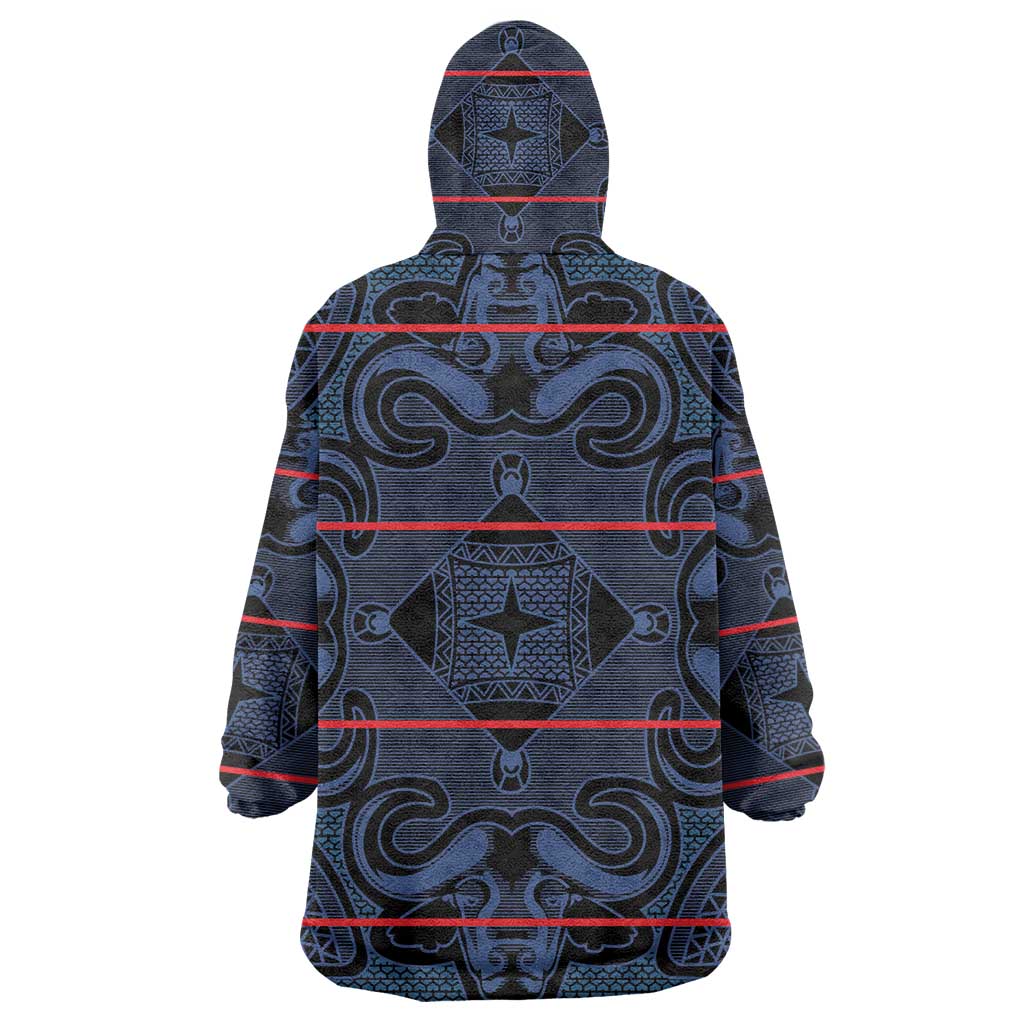 Lesotho Seanamarena - Motlatsi Wearable Blanket Hoodie Basotho Traditional Blanket Style - Blue - Wonder Print Shop