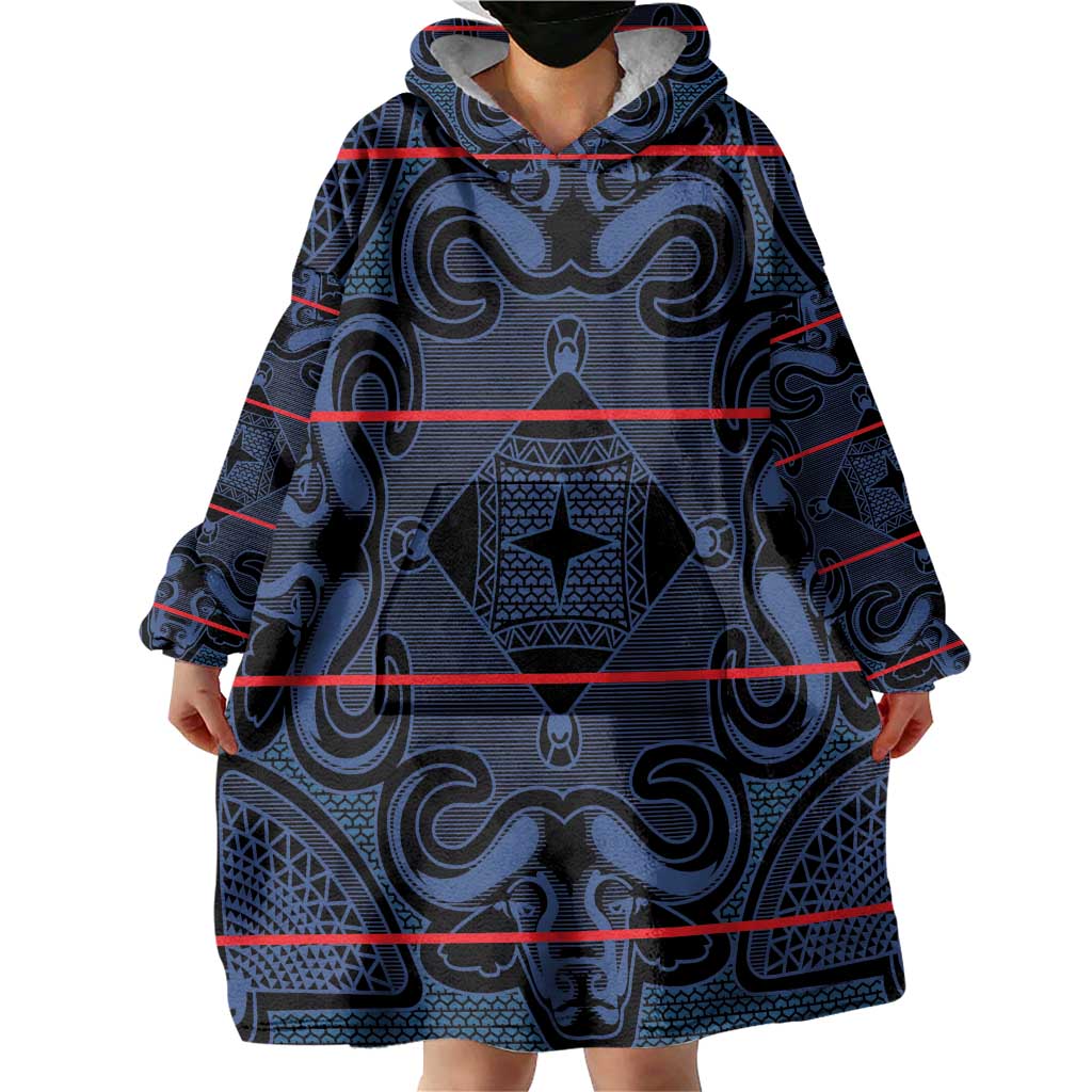 Lesotho Seanamarena - Motlatsi Wearable Blanket Hoodie Basotho Traditional Blanket Style - Blue - Wonder Print Shop