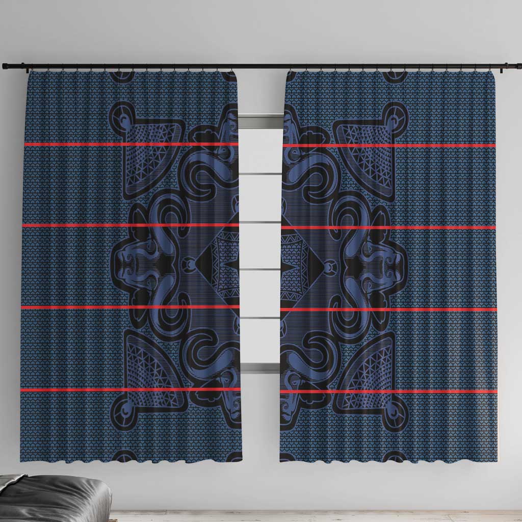 Lesotho Seanamarena - Motlatsi Window Curtain Basotho Traditional Blanket Style - Blue - Wonder Print Shop