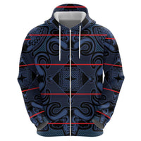 Lesotho Seanamarena - Motlatsi Zip Hoodie Basotho Traditional Blanket Style - Blue - Wonder Print Shop