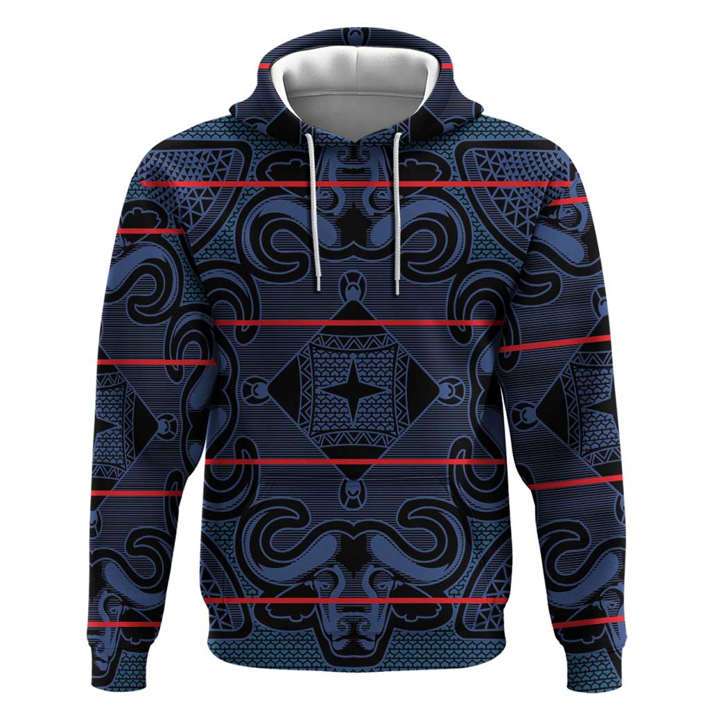 Lesotho Seanamarena - Motlatsi Zip Hoodie Basotho Traditional Blanket Style - Blue - Wonder Print Shop