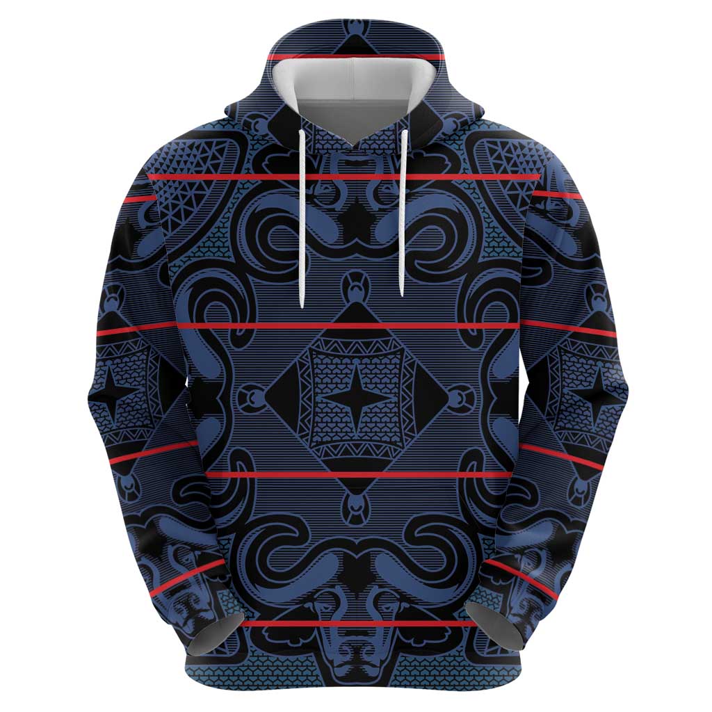 Lesotho Seanamarena - Motlatsi Zip Hoodie Basotho Traditional Blanket Style - Blue - Wonder Print Shop