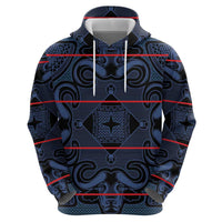 Lesotho Seanamarena - Motlatsi Zip Hoodie Basotho Traditional Blanket Style - Blue - Wonder Print Shop
