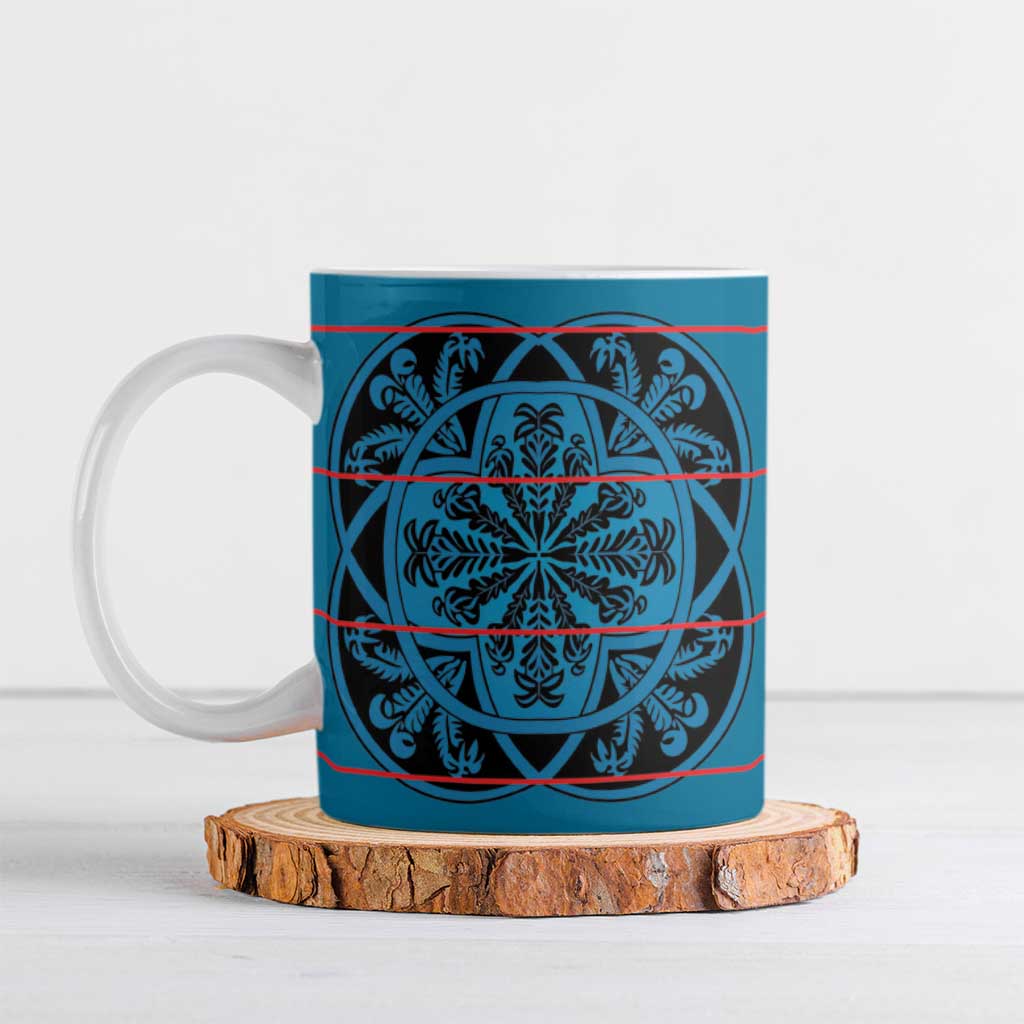 Lesotho Seanamarena - Kharetsa Ceramic Mug Basotho Traditional Blanket Style - Wonder Print Shop