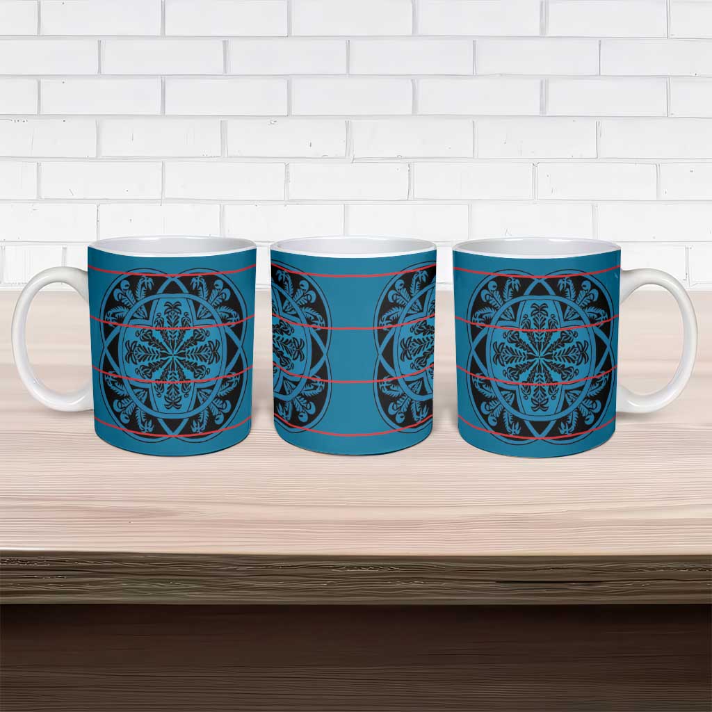 Lesotho Seanamarena - Kharetsa Ceramic Mug Basotho Traditional Blanket Style - Wonder Print Shop