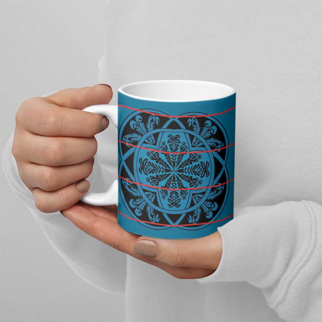 Lesotho Seanamarena - Kharetsa Ceramic Mug Basotho Traditional Blanket Style - Wonder Print Shop