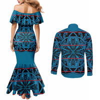 Lesotho Seanamarena - Kharetsa Couples Matching Mermaid Dress and Long Sleeve Button Shirt Basotho Traditional Blanket Style - Wonder Print Shop