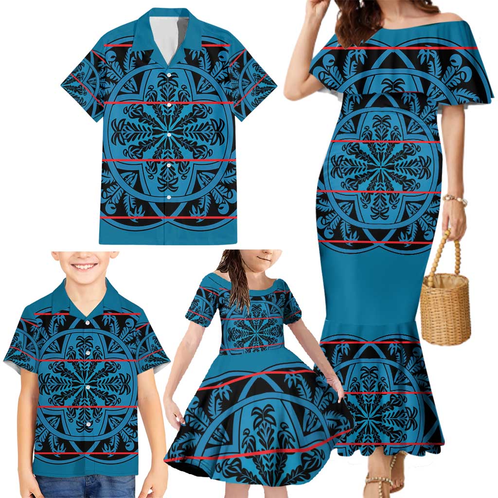 Lesotho Seanamarena - Kharetsa Family Matching Mermaid Dress and Hawaiian Shirt Basotho Traditional Blanket Style - Wonder Print Shop