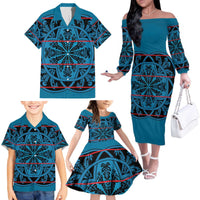 Lesotho Seanamarena - Kharetsa Family Matching Off The Shoulder Long Sleeve Dress and Hawaiian Shirt Basotho Traditional Blanket Style - Wonder Print Shop