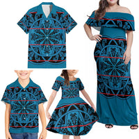 Lesotho Seanamarena - Kharetsa Family Matching Off Shoulder Maxi Dress and Hawaiian Shirt Basotho Traditional Blanket Style - Wonder Print Shop
