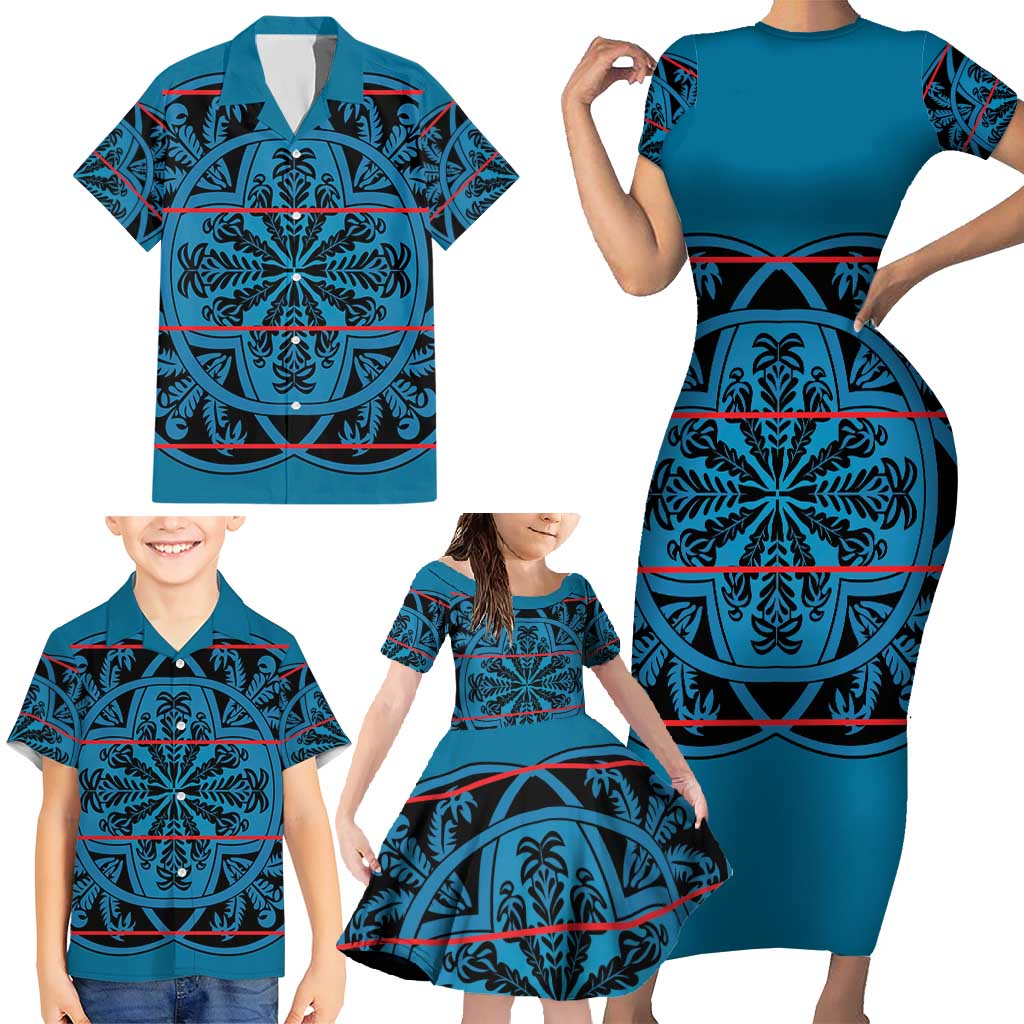 Lesotho Seanamarena - Kharetsa Family Matching Short Sleeve Bodycon Dress and Hawaiian Shirt Basotho Traditional Blanket Style - Wonder Print Shop