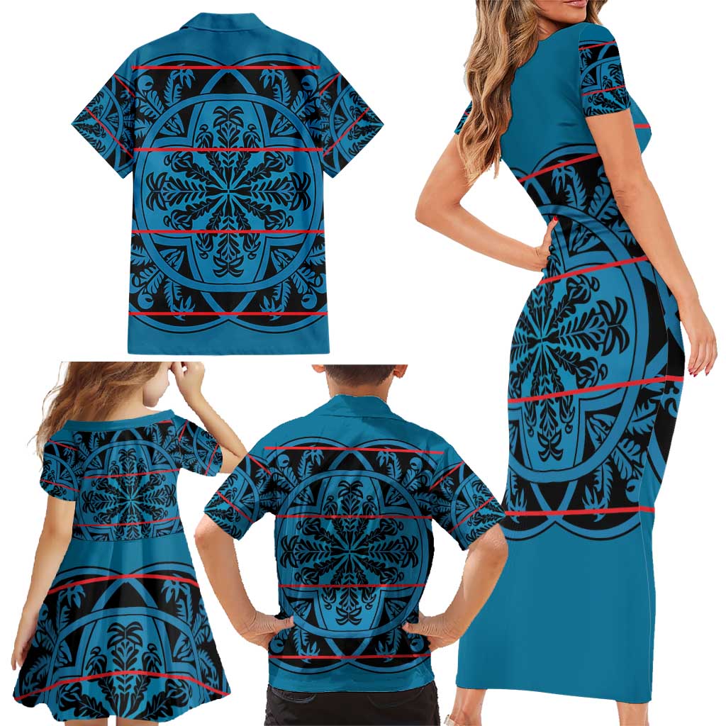 Lesotho Seanamarena - Kharetsa Family Matching Short Sleeve Bodycon Dress and Hawaiian Shirt Basotho Traditional Blanket Style - Wonder Print Shop